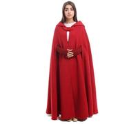GRACEART Longue Cape à Capuche Poncho Veste Blouson Manteau Robes Chaude (Rouge -Long)