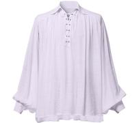 GRACEART Medieval Poet's Pirate Shirt Renaissance Costume,Blanc,L
