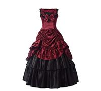 GRACEART Médiéval Style Victorien Fancy Robes Palais Royal Masquerade Vintage Fantaisie (XL, Rouge)