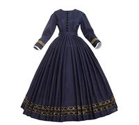GRACEART Medievale 1860 Femme Renaissance Robe Victorienne Robe Gothique Longue Deguisement MéDieval Cosplay Medieval Vintage Jupe Retro Robe (S, Bleu Profond)