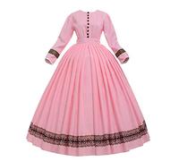 GRACEART Medievale 1860 Femme Renaissance Robe Victorienne Robe Gothique Longue Deguisement MéDieval Cosplay Medieval Vintage Jupe Retro Robe (L, Rose)