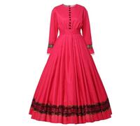GRACEART Medievale 1860 Femme Renaissance Robe Victorienne Robe Gothique Longue Deguisement MéDieval Cosplay Medieval Vintage Jupe Retro Robe (XL, Rose Rouge)