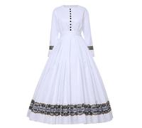 GRACEART Medievale 1860 Femme Renaissance Robe Victorienne Robe Gothique Longue Deguisement MéDieval Cosplay Medieval Vintage Jupe Retro Robe (L, Blanc)