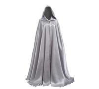 GRACEART Médiévale Cape à Capuche Poncho avec Capuchon Longue Adulte Déguisement Costume Halloween (argent)