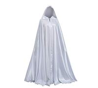 GRACEART Médiévale Cape à Capuche Poncho avec Capuchon Longue Adulte Déguisement Costume Halloween (blanc)