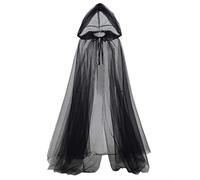 GRACEART Médiévale Sorcier Diable Tüll Cape Halloween Manteaux à Capuche Poncho avec Capuchon Longue Déguisement (noir)