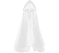 GRACEART Médiévale Sorcier Diable Tüll Cape Halloween Manteaux à Capuche Poncho avec Capuchon Longue Déguisement (blanc)