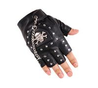 GRACEART Mitaines en cuir de style steampunk gothique pour homme sans doigts, crâne, taille unique