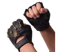 GRACEART Mitaines en cuir steampunk pour homme avec engrenages - noir - Medium