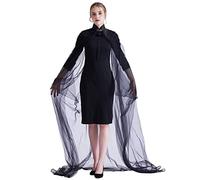 GRACEART Robe de mariée Elfe Cape fée Dame Elfe Reine Princesse Manteau Collier Halloween Cape Costume médiéval (S(Taille du Collier:34 cm), Noir)