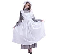 GRACEART Robe de pèlerin pour femme - Costume de soubrette victorienne avec tablier - 100 % coton, Motif floral gris., Large