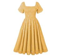 GRACEART Robe d'été Femme Encolure carrée Manches Lanterne Robe à Volants A-Line Robe décontractée