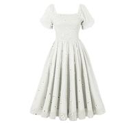 GRACEART Robe d'été Femme Encolure carrée Manches Lanterne Robe à Volants A-Line Robe décontractée