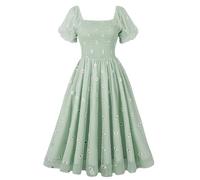 GRACEART Robe d'été Femme Encolure carrée Manches Lanterne Robe à Volants A-Line Robe décontractée