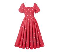 GRACEART Robe d'été Femme Encolure carrée Manches Lanterne Robe à Volants A-Line Robe décontractée