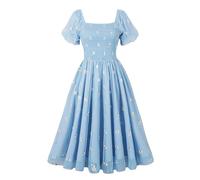 GRACEART Robe d'été Femme Encolure carrée Manches Lanterne Robe à Volants A-Line Robe décontractée