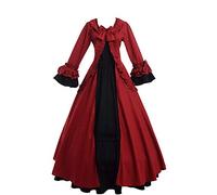 GRACEART Robe gothique victorienne pour femme - À manches longues - Robe médiévale - Maxi Palace Royal - Mascarade victorienne - Taille S