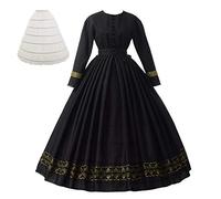 GRACEART Robe Médiévale Renaissance Victorienne Gothique Longue - Déguisement Medieval Cosplay Vintage Jupe Retro (L, Noir)