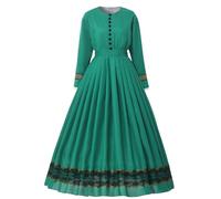 GRACEART Robe médiévale victorienne des années 1860 pour femmes - Déguisement vintage avec crinoline, Vert, L