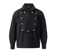 GRACEART Steampunk Gothique Homme Chemise Manches Longues Western Cowboy Shirts (XXL, Noir)