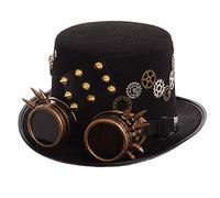 GRACEART Steampunk Haut Chapeaux avec des lunettes (divers styles), Noir Style-04, Taille M (58 cm)