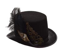 GRACEART Steampunk Noir Plume Engrenages Haut Chapeau (Sans Fleur)