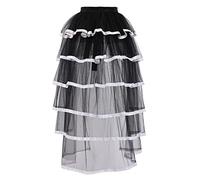 GRACEART Victorian Steampunk Noir Bustle Tutu Ceinture sous-Jupe Dentelle (Ourlet Blanc)
