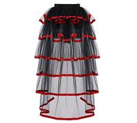 GRACEART Victorian Steampunk Noir Bustle Tutu Ceinture sous-Jupe Dentelle (Ourlet Rouge)