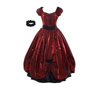 GRACEART Vintage Femmes Victorienne Bowknot Robe Gothique Robe de Bal élégante Robe de Bal Pleine (XL, Rouge)