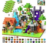 GraceDuck Blocs de Construction Magnétiques 150 Pièces - Ensemble Forêt avec 6 Dalles d'herbe - Cube Magnétique pour Garçons et Filles de 3+ ans - Magnetic Blocks Montessori Créatif Cadeau pour Enfant