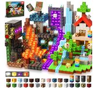 GraceDuck Construction Magnetique Enfant Set Forêt et Portail 200 Pièces - Lave et Rochers - Cube Magnétiques Créatifs Jouet de Construction Magnétique Montessori 3+ Ans - Magnetic Blocks Cadeau STEM