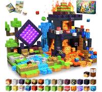 GraceDuck Cube Magnétiques 300 Pièces Set Dinosaures et Volcan - Bloc de Construction Magnétique avec Lave et Forêt - Jouet de Construction Magnetique Enfant - Magnetic Blocks Cadeau STEM dès 3-9 Ans