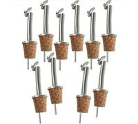 Graceever Ensemble de 10 Verseurs en Acier Inoxydable avec Couvercle et Bouchon en Bois, Becs Verseurs Réutilisables pour Bouteilles d'Huile d'Olive, Vinaigre de Vin, Alcools et Spiritueux