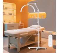 GraceGlow Lampe Extension de Cils Lampadaire LED, 70cm Pliable Lampe Demi Lune, Dimmable Lampes Esthetique Professionnel avec Support de Téléphone pour Onglerie, Tatouage, Maquilleurs - Blanc