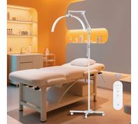 GraceGlow Lampe Extension de Cils Lampadaire LED, Pliable Lampe Demi Lune, Dimmable Lampes Esthetique Professionnel avec Support de Téléphone pour Onglerie, Tatouage, Maquilleurs - Blanc