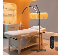 GraceGlow Lampe Extension De Cils, Lampe Demi Lune Extension de Cils, Dimmable Lampadaire LED Lampes Esthetique Professionnel avec Support de Téléphone pour Onglerie, Tatouage, Maquilleurs - Noir