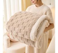 Gracelife Couverture Polaire Sherpa Throw, Double Couverture Douce, Moelleuse et Chaude pour lit et canapé, Grande Couverture épaisse adaptée à Toutes Les Saisons (A01 - Beige, 200 x 230 cm)