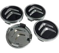 Grace's Tech Lot de 4 bouchons de moyeu compatibles avec Citroën 60mm C1 C3 C4 C5 C6 DS3 Emblèmes Jantes en alliage Logo, Noir
