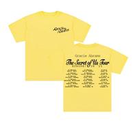 Gracie Abrams The Secret of Us Tour 2025 T-shirt col rond à manches courtes en coton pour homme et femme, jaune, M