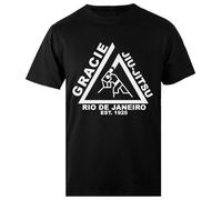 Gracie Jiu Jitsu T-Shirt Noir pour Hommes, Régulier