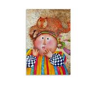 Graciela Rodo Boulanger Poster classique Où est le chat - Impression sur toile - Décoration murale à suspendre - Idée de décoration d'intérieur - 60 x 90 cm