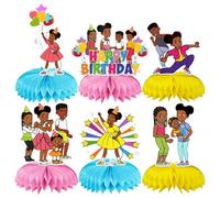 Gracies Lot de 6 décorations de table double face en nid d'abeille pour décoration de fête d'anniversaire Gracies