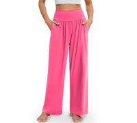 Gracyoga Chemise de nuit en coton pour femme avec col en V, manches courtes, robe de nuit longue avec poches, A-rose vif, L