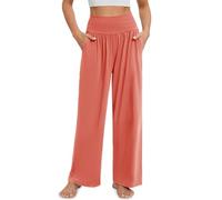 Gracyoga Pantalon de yoga à jambe large pour femme Pantalon de jogging décontracté ample et confortable Taille haute Pyjama de détente Pantalon fluide avec poches, A Orange, XL