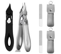 Graddi Ingrowfix Pro, 180° Wide Bevel Bite Anti-Splash Slanted Nail Clipper 2025 New Slanted Toenail Clipper Stainless Steel for Thick Nails Seniors & Ingrown Care (Black+White)