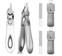 Graddi Ingrowfix Pro, 180° Wide Bevel Bite Anti-Splash Slanted Nail Clipper 2025 New Slanted Toenail Clipper Stainless Steel for Thick Nails Seniors & Ingrown Care (2*White)