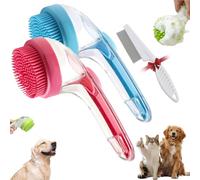 Graddi Soothawash Pro, 2025 New 2 in 1 Dog Bath Brush with Built-In Shampoo Dispenser, Grooming Massage Brush for Long Short Haired Dogs Cats Shower Supplies Set (Red+Blue)