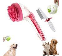 Graddi Soothawash Pro, 2025 New 2 in 1 Dog Bath Brush with Built-In Shampoo Dispenser, Grooming Massage Brush for Long Short Haired Dogs Cats Shower Supplies Set (Red)