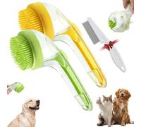 Graddi Soothawash Pro, 2025 New 2 in 1 Dog Bath Brush with Built-In Shampoo Dispenser, Grooming Massage Brush for Long Short Haired Dogs Cats Shower Supplies Set (Green+Yellow)