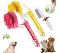 Graddi Soothawash Pro, 2025 New 2 in 1 Dog Bath Brush with Built-In Shampoo Dispenser, Grooming Massage Brush for Long Short Haired Dogs Cats Shower Supplies Set (Red+Yellow)